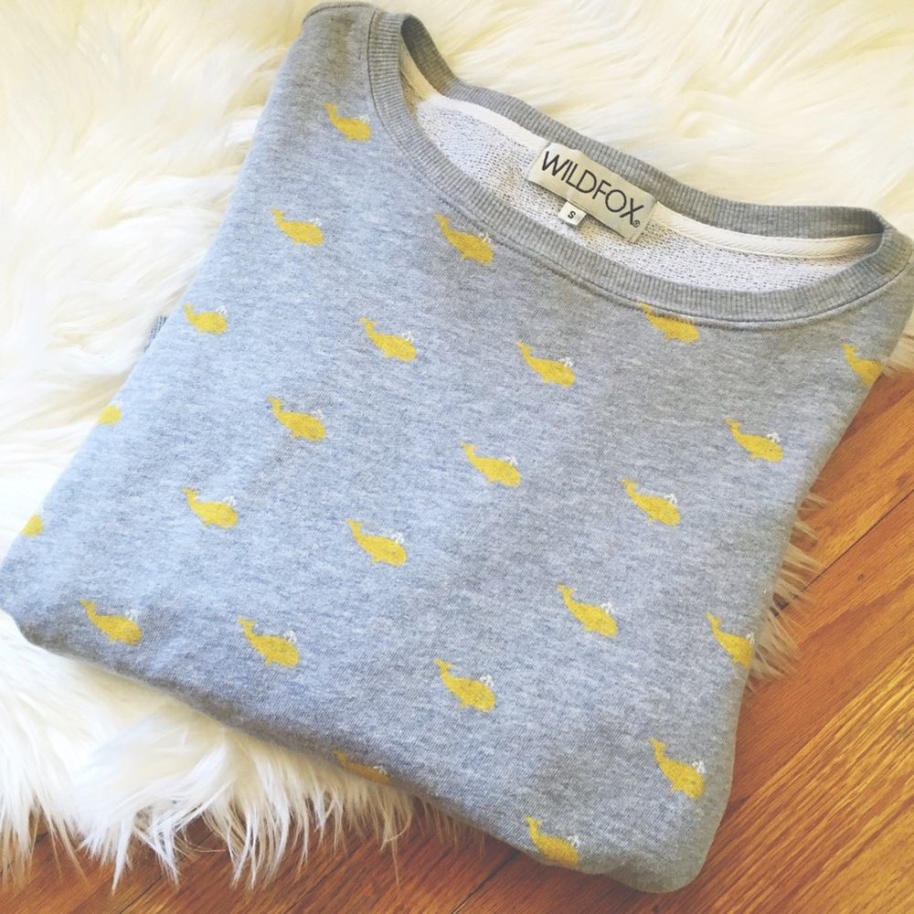 Wildfox Jumper Yellow Whale Print